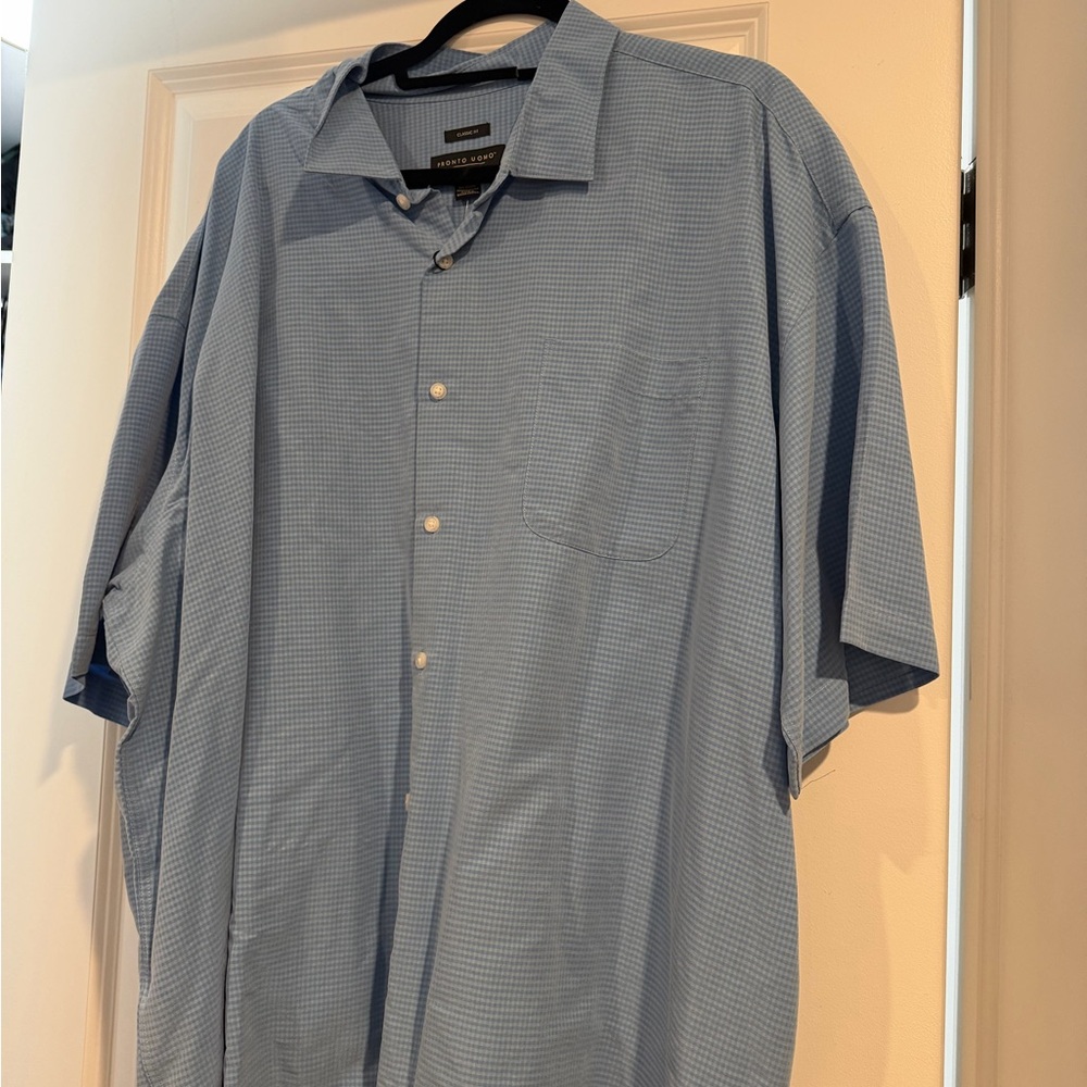 Pronto Uomo Light Blue Short-Sleeve Button-Down Shirt